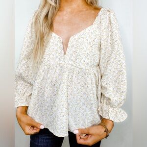 Entro  Floral Babydoll Top L